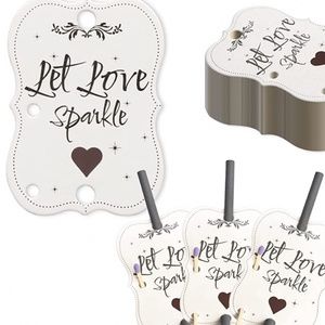 100pcs Rustic Favors Sparkler Tags for Weddings with Match Holder and Striker